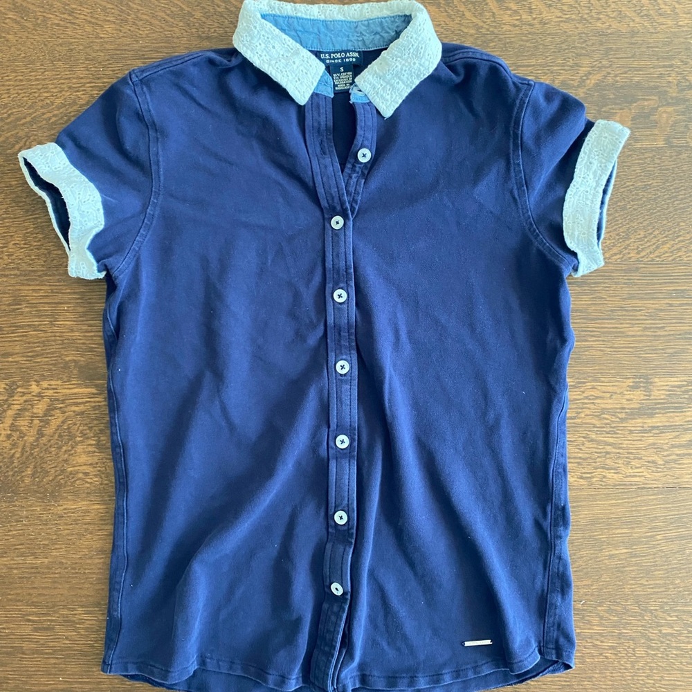 U.S. Polo Assn Collar Button Navy Polo Shirt